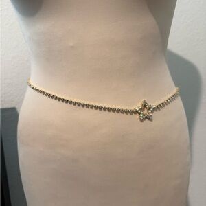 Vintage Gold Star Rhinestone Chain Belt